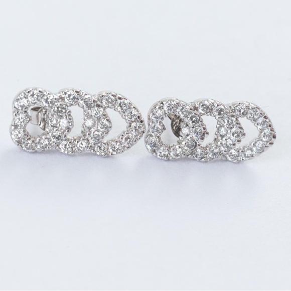 Simulated diamond interlocking heart post earrings sterling silver Absolute - Picture 7 of 16